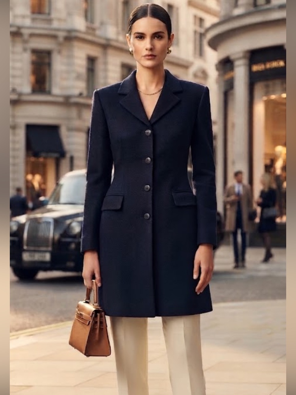 Vintage Evan Picone 100% Wool Navy Blue Classic Coat Size 12